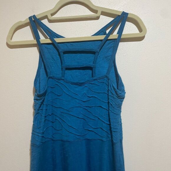 Toad&Co Size S Sambasol Dress Blue Textured Organic Cotton Strappy Sleeveless - Picture 8 of 11